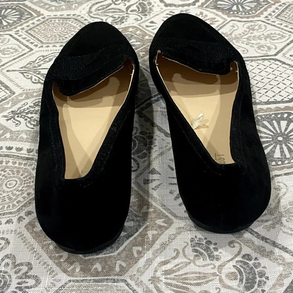 Nine West Black Suede Zappoli Loafer Ballet Flats Comfort Classic Size 8.5 M